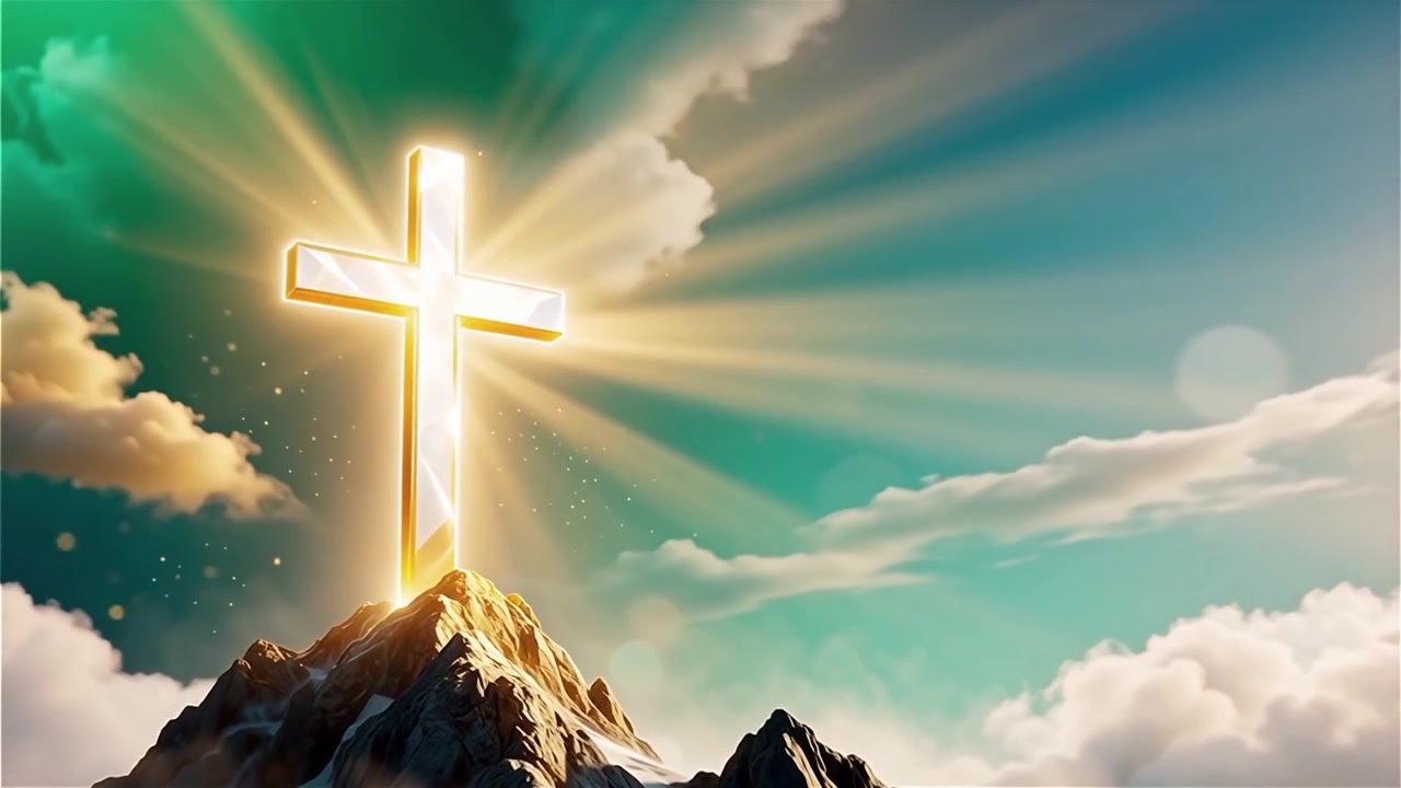 Christian Cross Heavenly Light Worship Background
