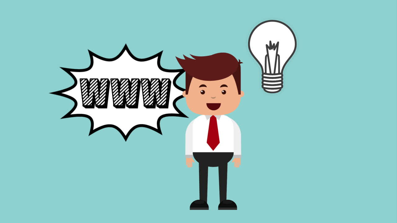 businessman with ecommerce technology animation