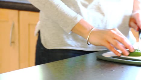 close up of woman cutting vegetables