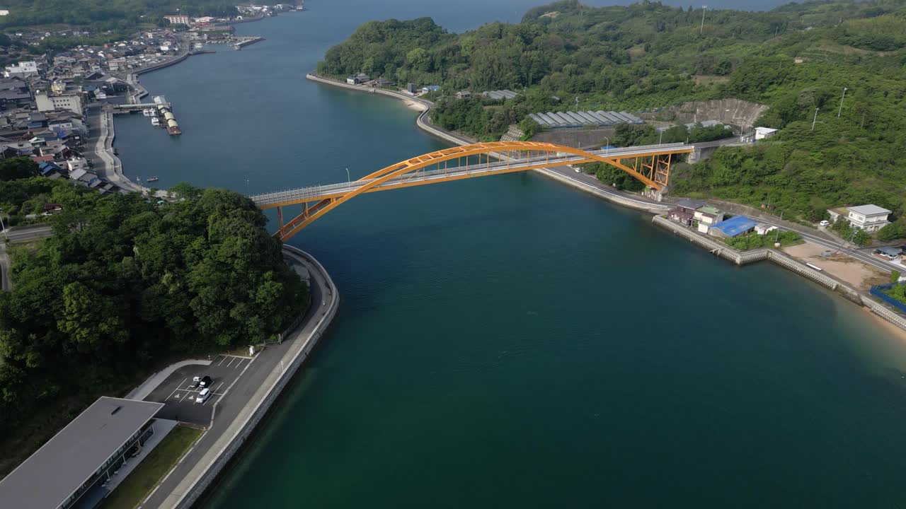 Aerial view of a bridge over the sea