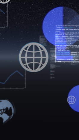 animation of statistics and data processing with globes