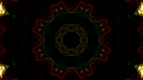 movimiento de caleidoscopio abstracto: círculos geométricos y formas de estrellas