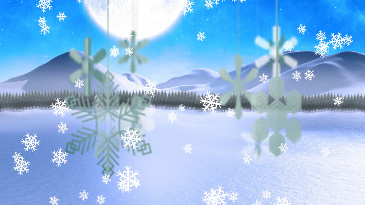 달 위의 눈알과 눈이 떨어지는 애니메이션