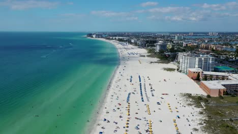 Scenic-Ocean-At-St-Pete-Beach-In-Florida,-USA---aerial-pullback