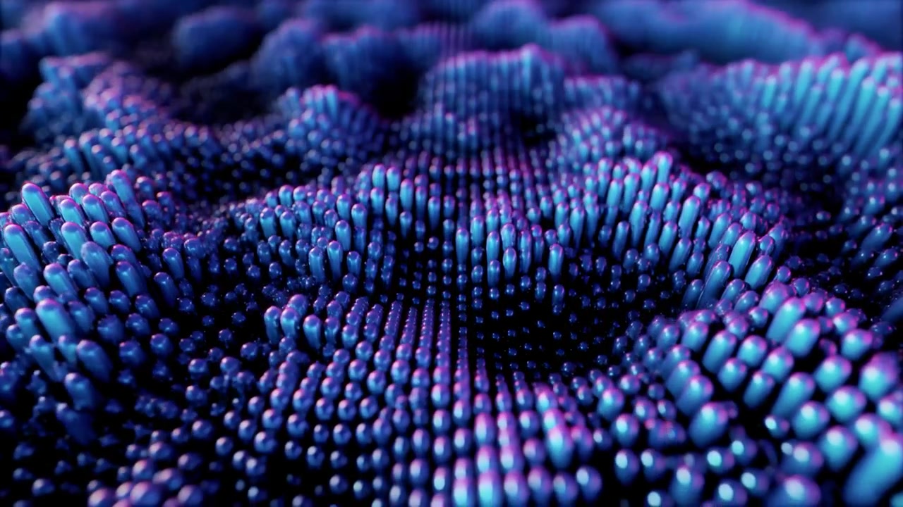 Abstract 3D Animation of Moving Blue and Purple Cylinders