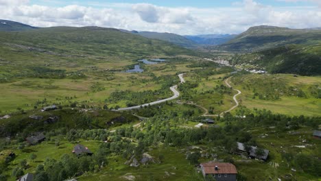 maurset small village in hardangervidda national park, norway - pedestal up