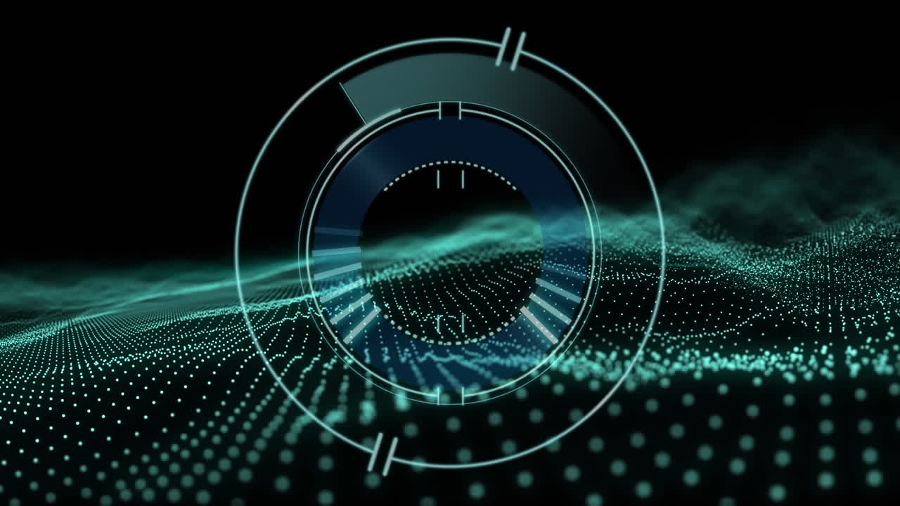 Animation of circle appearing on moving digital black background