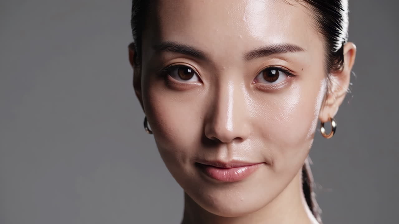 Close-up Portrait of a Woman with Glowing Skin