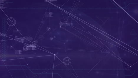animación de la red de conexiones y procesamiento de datos contra fondo azul