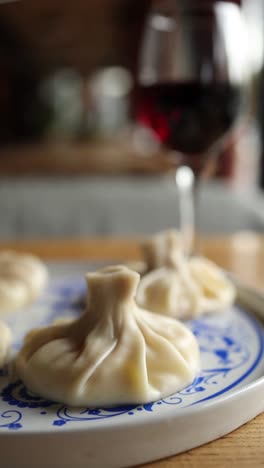 khinkali with red wine