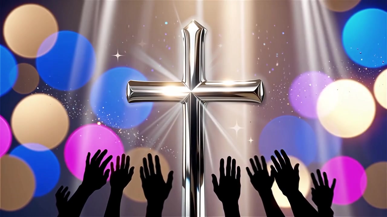 Cruz Cristiana con Luz Celestial, Fondo para Adoración.