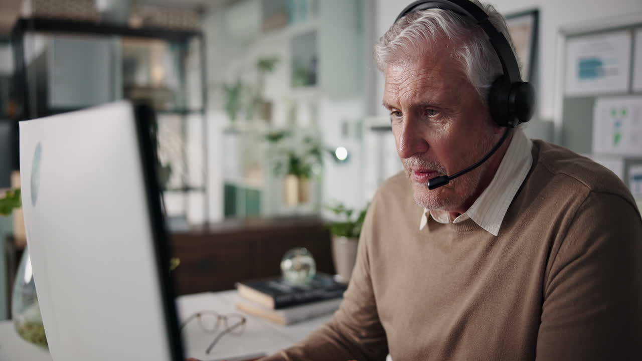 Mature man working from home