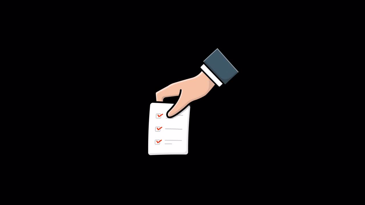 Mano Animata Che Spunta Voci su una Checklist