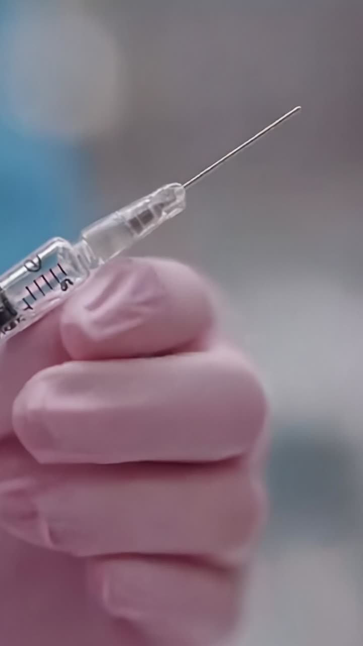 A Close-Up of a Gloved Hand Holding a Syringe, Highlighting the Precision of Needle Point and the Importance of Vaccination in Medical Procedures