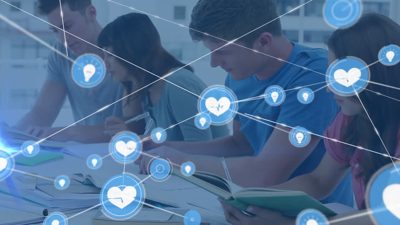 비즈니스 동료에 대한 아이콘과 연결 네트워크의 애니메이션