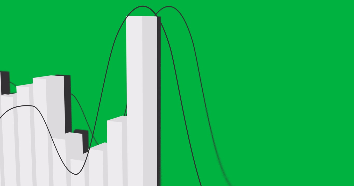 Animation of financial data processing on black background