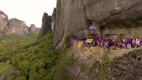 beautiful aerial over the rock formations and monasteries of meteora greece 8