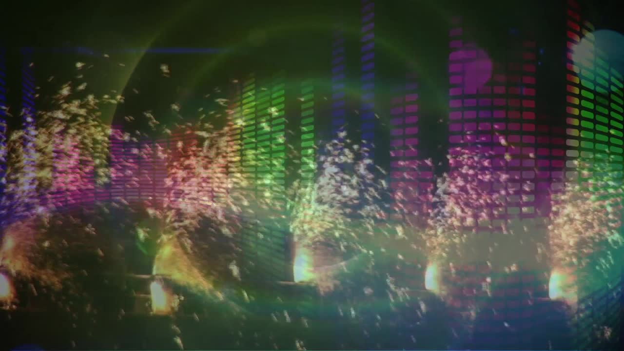 Animazione di luci colorate e luminose su sfondo scuro