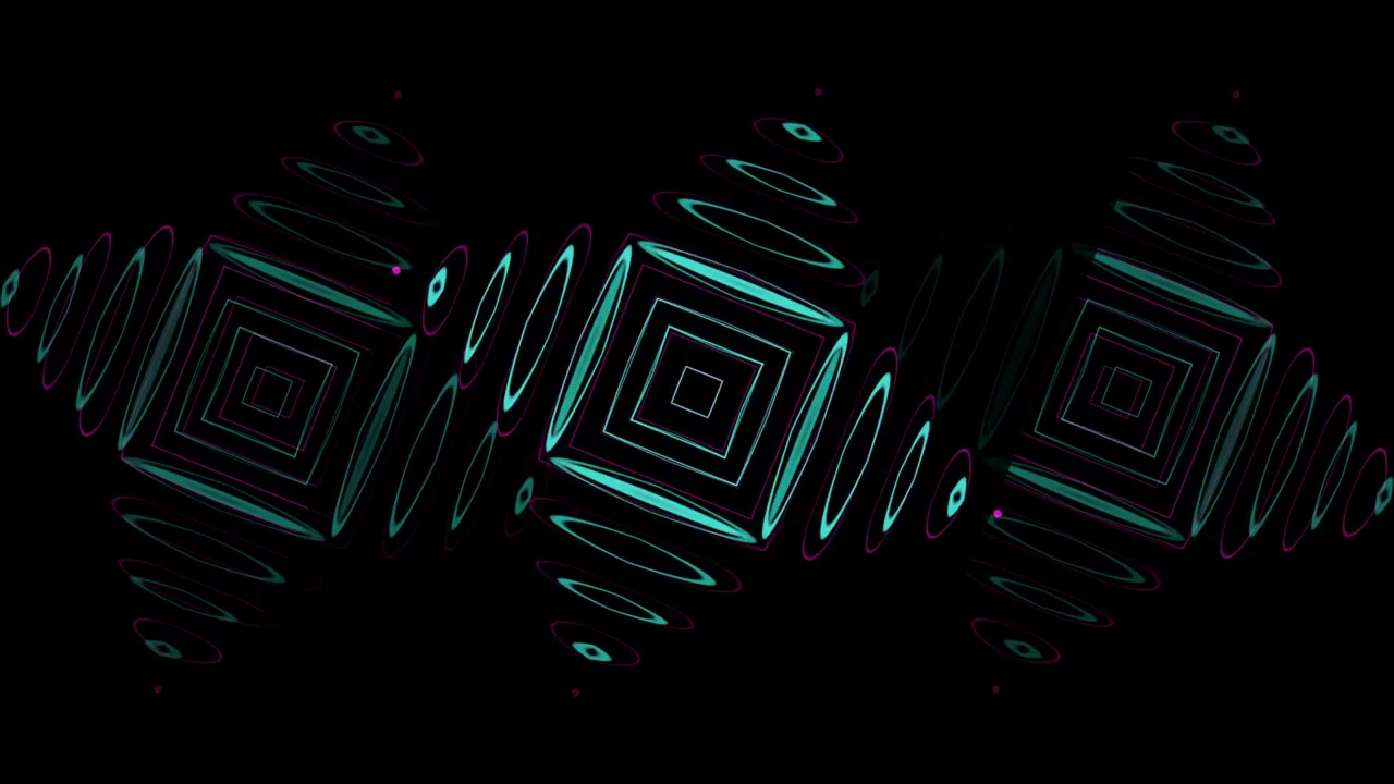 Abstract rotating neon pulsating shapes