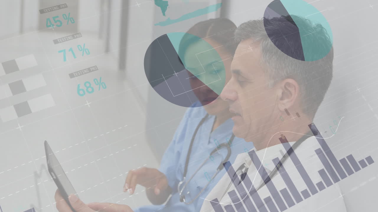 animación de las estadísticas y el procesamiento de datos sobre diversos médicos