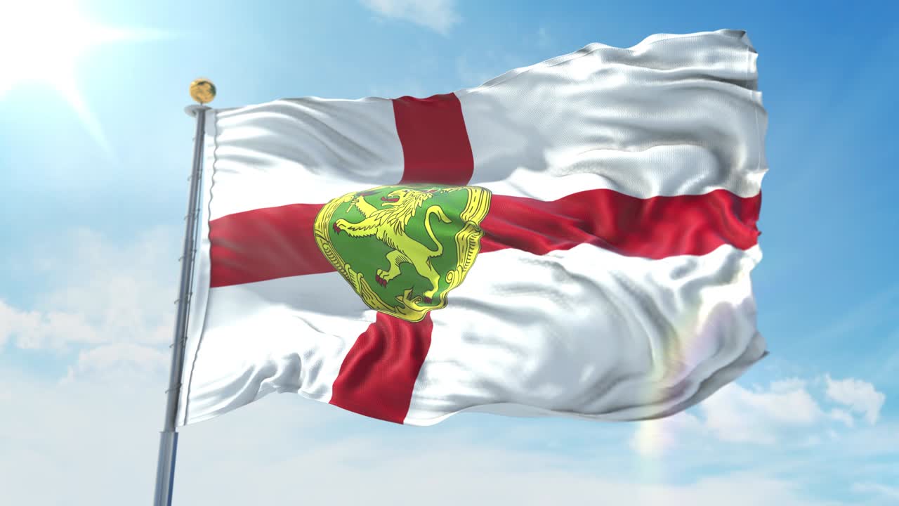 깊은 파란 하늘을 배경으로 바람에 흔들리는 알더니 발, 국가 테마, 국제 개념, 3d 렌더링