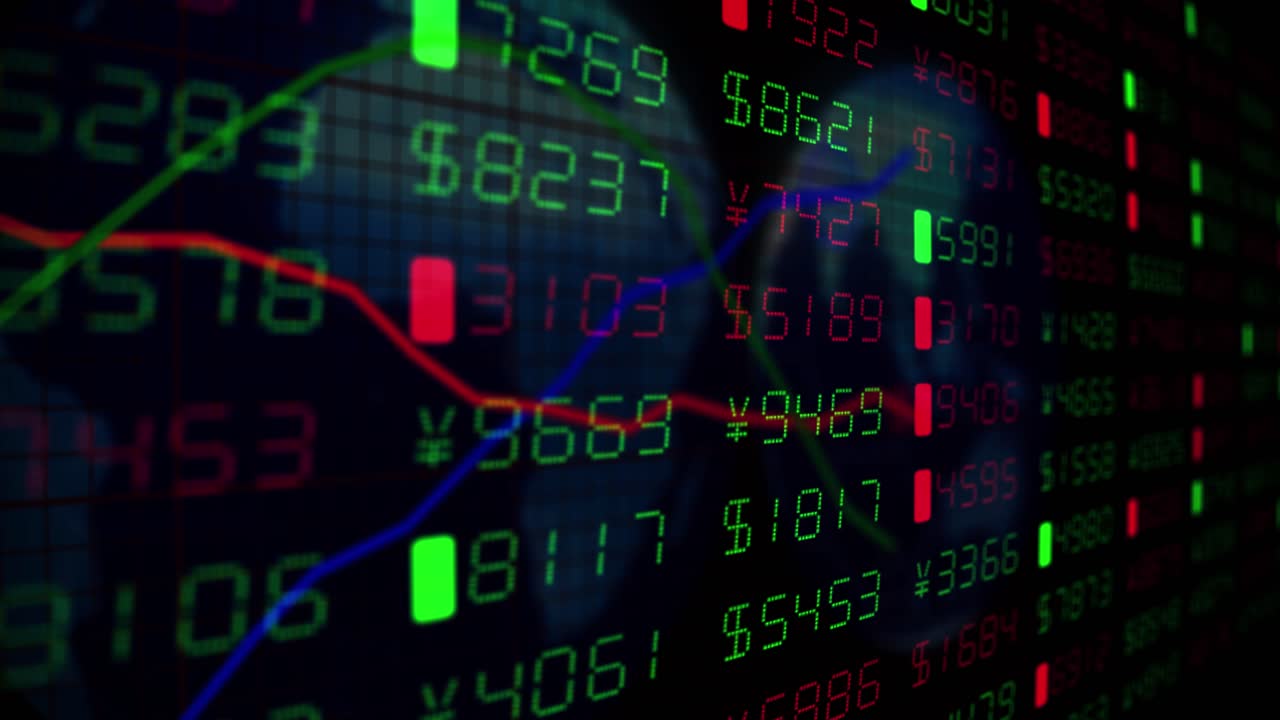 diagramas financieros tickers números datos comerciales dinero mercado de valores comercio 4k