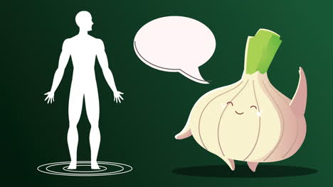 onion character and healthy human body silhouette