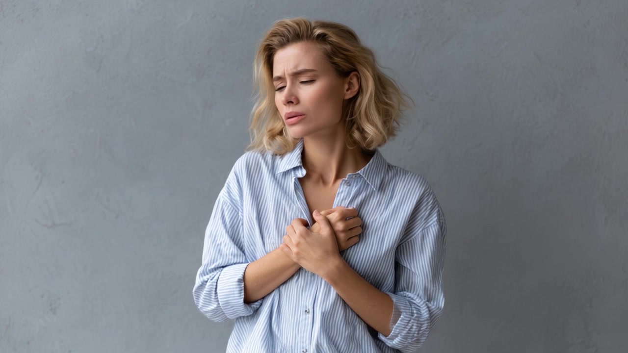 Un Momento Emotivamente Intenso di una Donna: Riflesso di Dolore e Vulnerabilità in una Sottile Espressione di Sentimenti Sinceri e Introspezione Attraverso il Suo Linguaggio del Corpo
