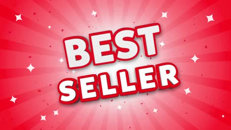 best seller 3d text on red sparkling falling confetti background ad promotion discount offer sale