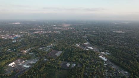 Super-Wide-Drone-Shot-Of-Rural-Landscape-In-Residential-Area,-Ohio,-USA