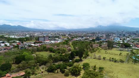 aerial drone shot: the city on san josé in costa rica