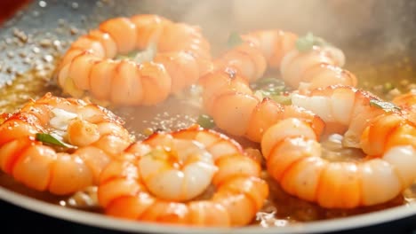 shrimp cooking in a pan