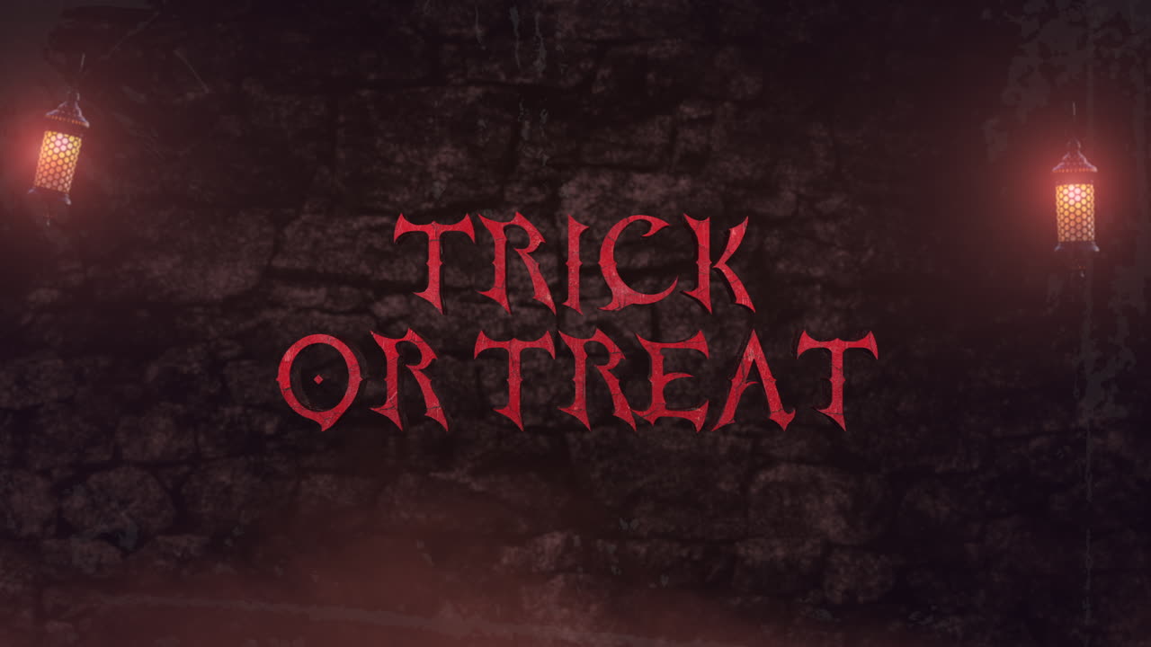 빛 2로 오래된 도시의 벽에 트릭 오어 트릿