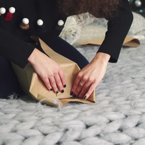 girl packing gift