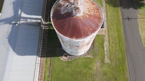 aerial view of grain silos