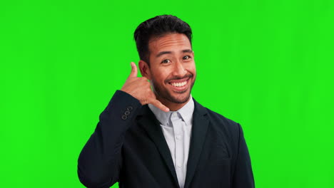 Business-man,-call-me-and-portrait-on-green-screen