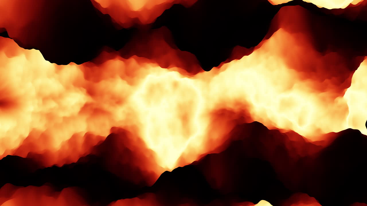 Futuristic and mystical orange waves pattern on black gradient