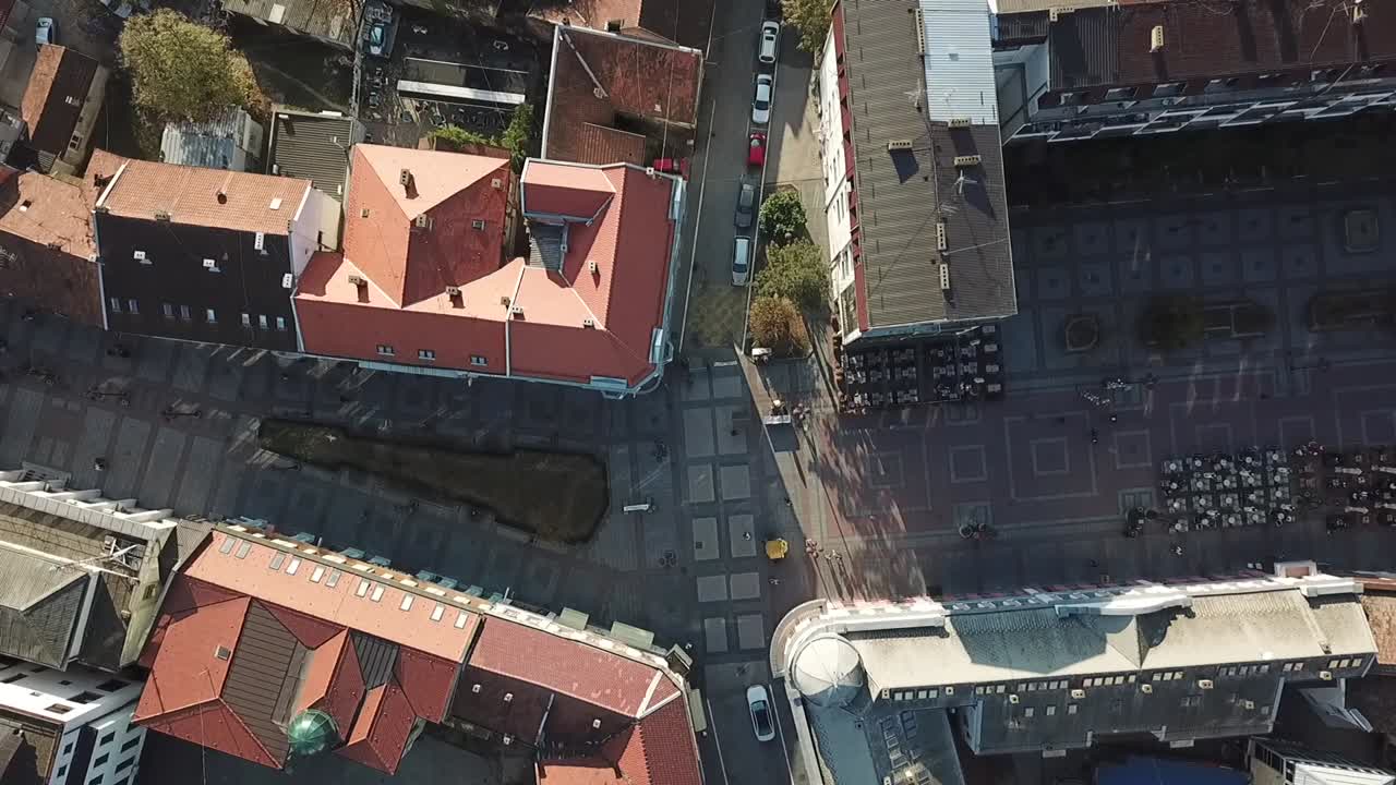 유럽 시내의 공중 촬영