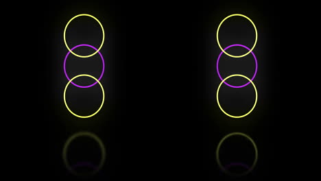 animation of yellow and pink neon circles on black background