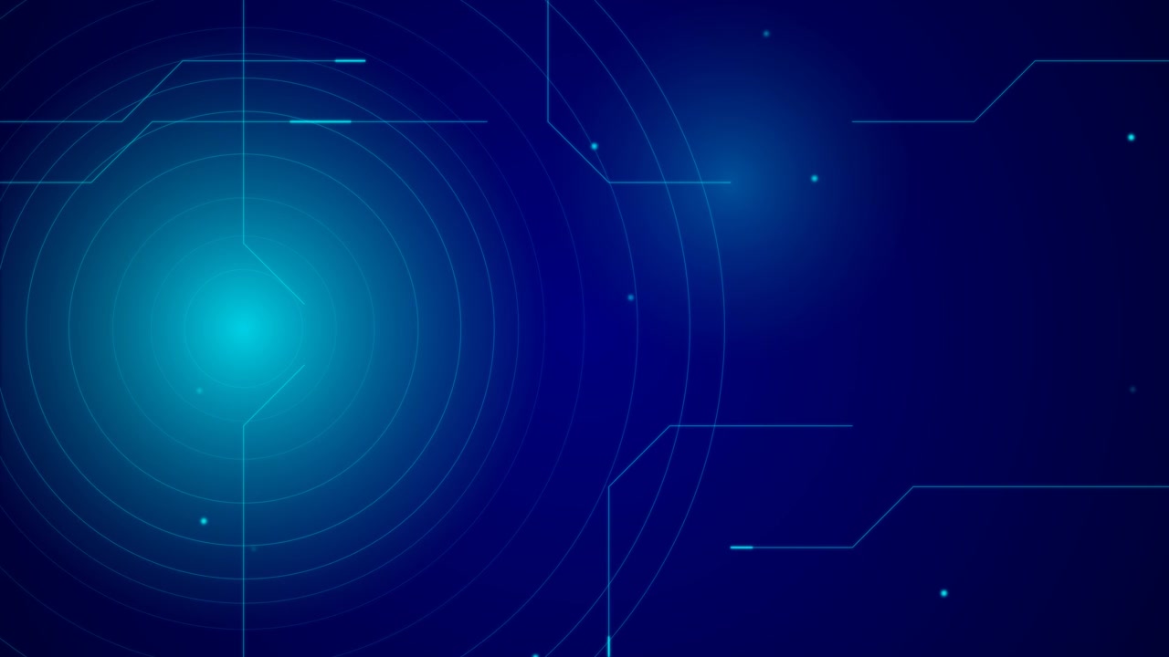 Abstract Digital Radar Interface with Glowing Blue Circles and Data Lines