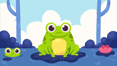 An-animation-of-a-Cartoon-cute-frog-illustration