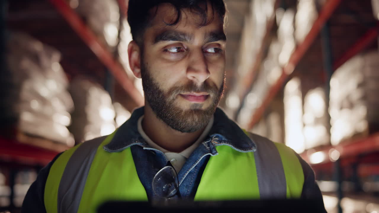 Warehouse worker with safety vest