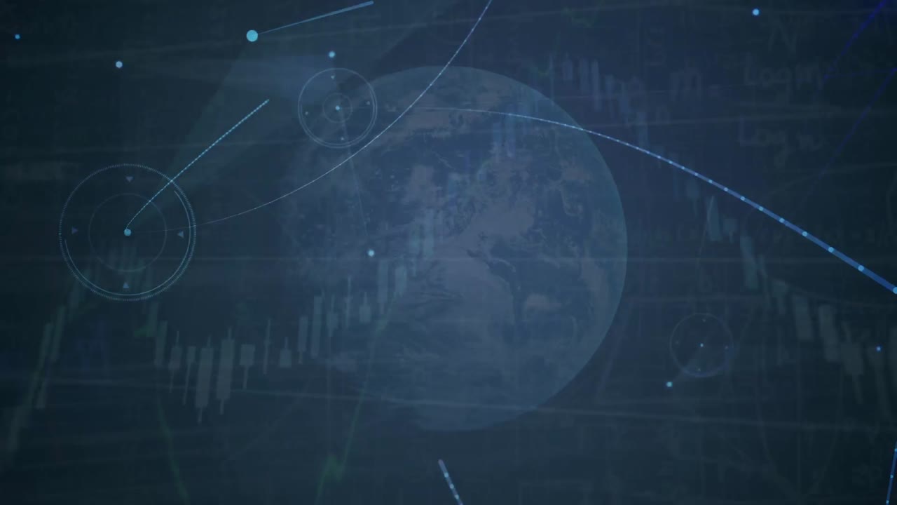 Animation of network of connections over dark background
