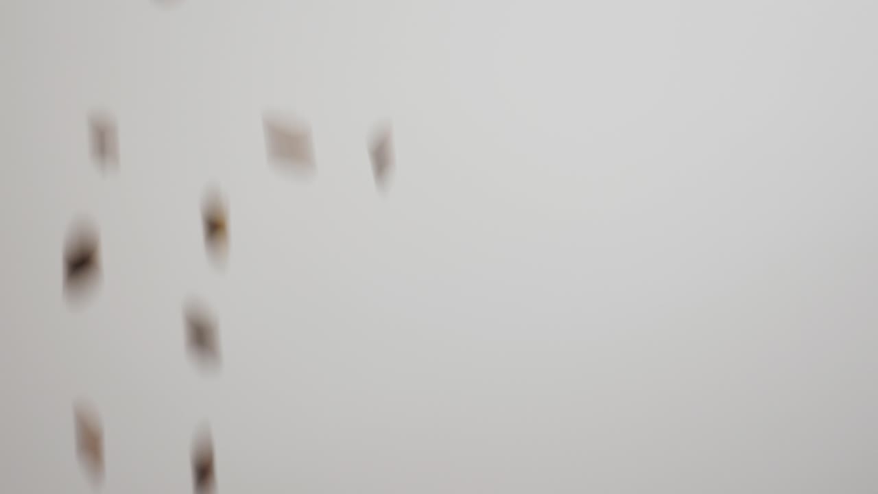 Coffee Beans falling in slow motion against a white background