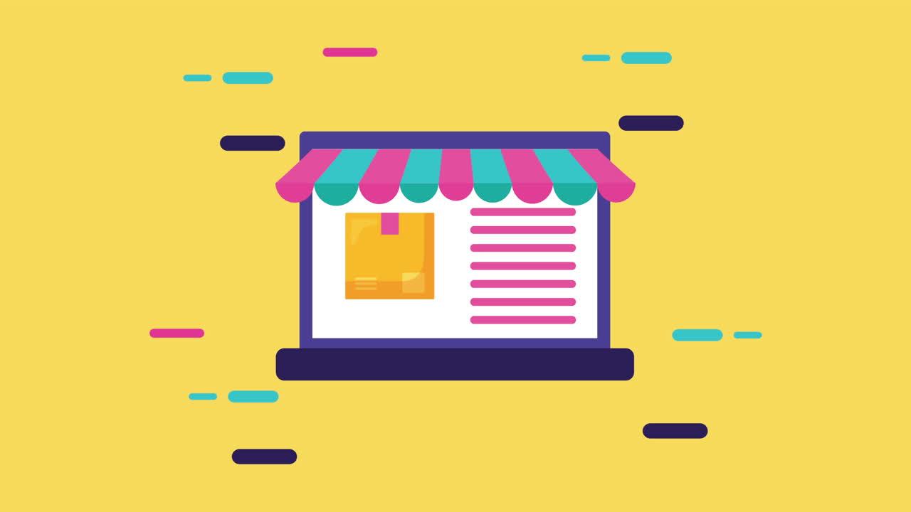 로지스틱 서비스 애니메이션: 노트북과 박스