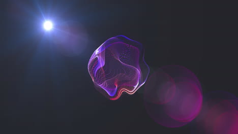 animation of red and blue shapes moving with light spot on black background