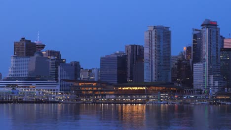 early morning lights at the dock in downtown vancouver, british columbia, canada static