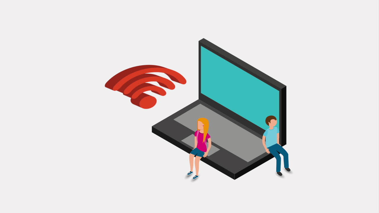 niños que usan una computadora portátil con conexión wi-fi