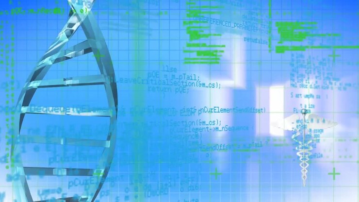 Animation of dna strand and scientific data processing