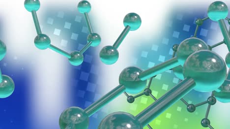 animation of 3d micro of molecules on blue background